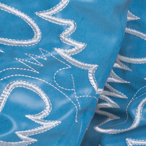 NEW🔥 Denim Blue Slouchy Embroidered Over The Knee Cowboy Cowgirl Western Boots - Picture 5 of 6